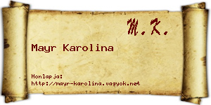 Mayr Karolina névjegykártya